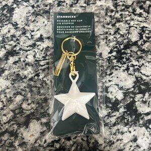 NWT Starbucks Reusable Hot Cup Stopper Star ⭐️ White